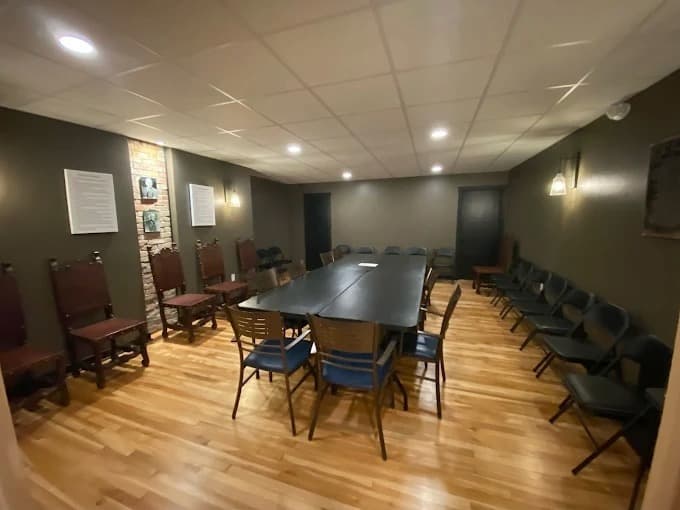 Meeting room with table and chairs